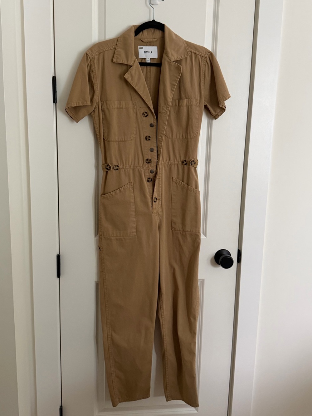 Pistola Grover Short Sleeve Utility Jumpsuit Camel Brown XS